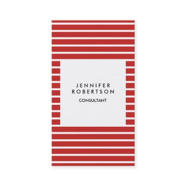 Red White Strips Minimalist Modern Plain Creative Business Card Red White Strips Minimalist Modern Plain Creative Business Card