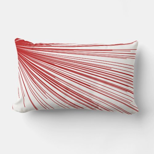 Red  White Stylish Abstract Line Design Lumbar Pillow