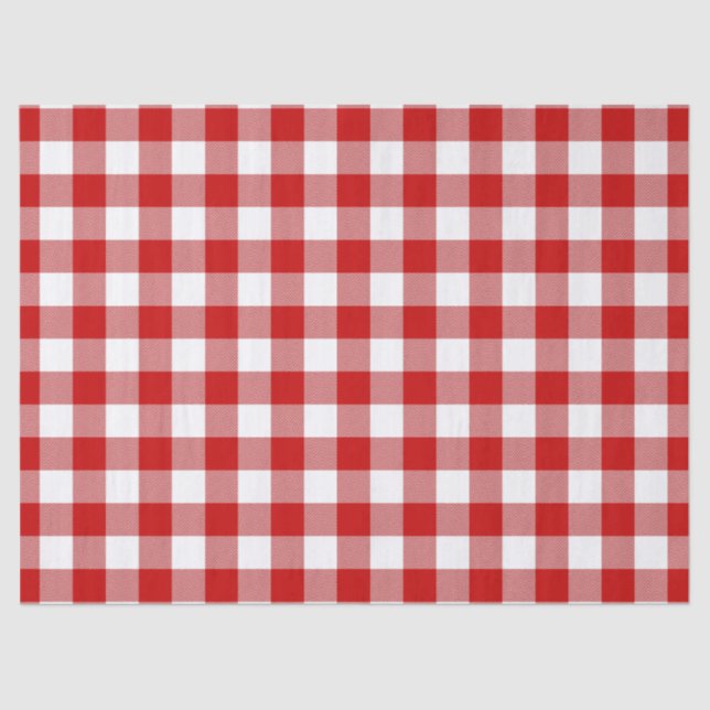 Red & White Summer Gingham Tissue Paper (Front)