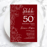 Red White Surprise 50th Birthday Invitation<br><div class="desc">Red White Surprise 50th Birthday Invitation. Minimalist modern feminine design features botanical accents and typography script font. Simple floral invite card perfect for a stylish female surprise bday celebration. Printed Zazzle invitations or instant download digital printable template.</div>