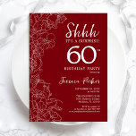 Red White Surprise 60th Birthday Invitation<br><div class="desc">Red White Surprise 60th Birthday Invitation. Minimalist modern feminine design features botanical accents and typography script font. Simple floral invite card perfect for a stylish female surprise bday celebration. Printed Zazzle invitations or instant download digital printable template.</div>