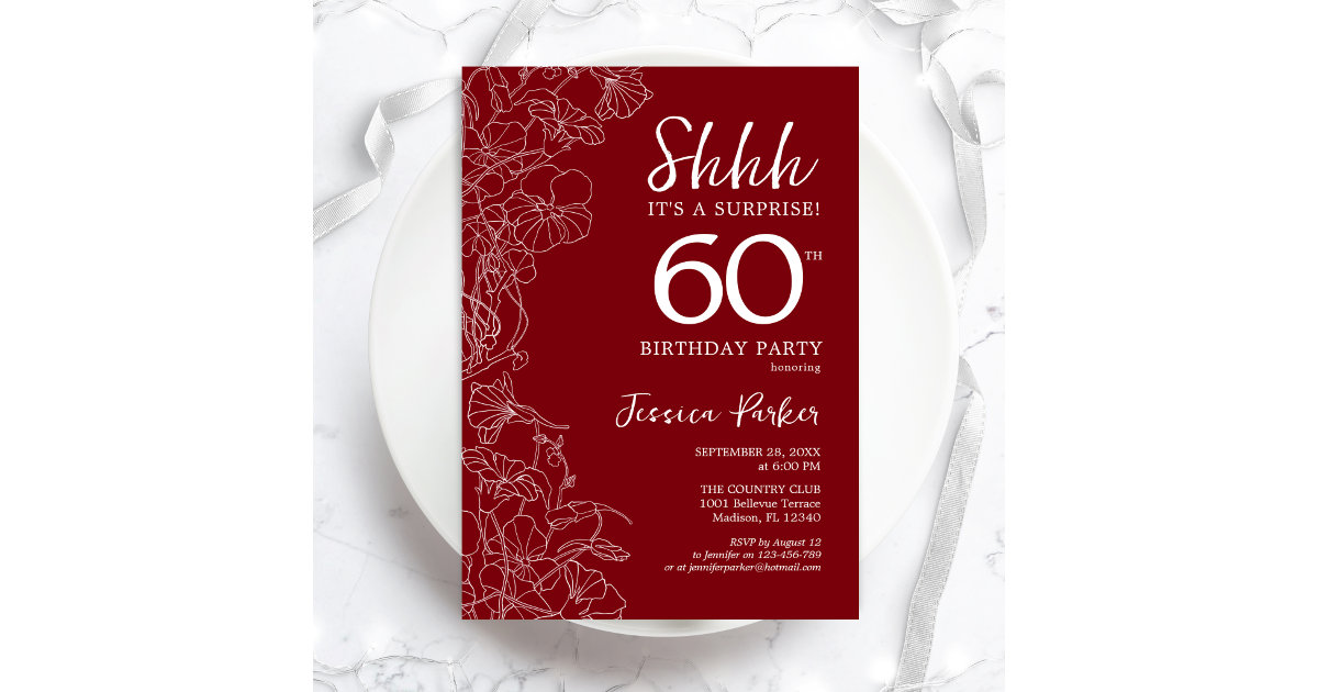 Red White Surprise 60th Birthday Invitation Zazzle 