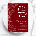 Red White Surprise 70th Birthday Invitation<br><div class="desc">Red White Surprise 70th Birthday Invitation. Minimalist modern feminine design features botanical accents and typography script font. Simple floral invite card perfect for a stylish female surprise bday celebration. Printed Zazzle invitations or instant download digital printable template.</div>