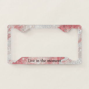 Red White Swirl Sparkle License Plate Frame