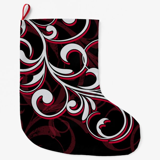 Red & White Swirl Stocking (Front)