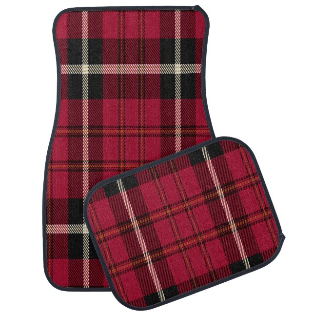  Red & White Tartan Car Mats Full Set (Set)