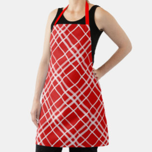 Red White Tartan Plaid Pattern Design Apron