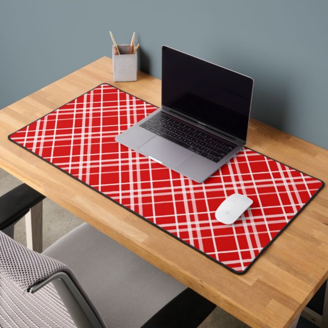 Red White Tartan Plaid Pattern Design  Desk Mat (Creator Uploaded)