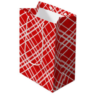 Red White Tartan Plaid Pattern Design Medium Gift Bag