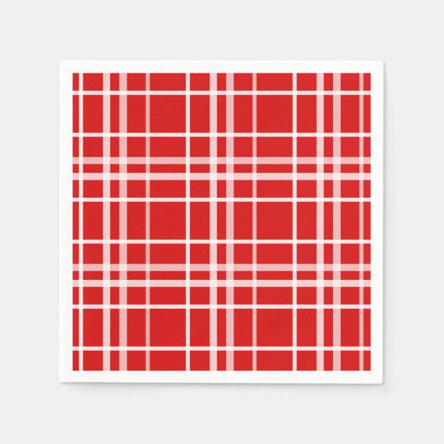 Red White Tartan Plaid Pattern Design  Napkins (Front)