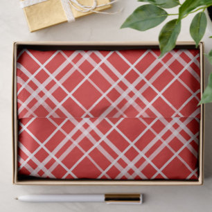 Red White Tartan Plaid Pattern Design Tissue Paper