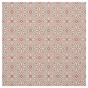Red White Taupe Vintage Retro Nouveau Deco Pattern Fabric