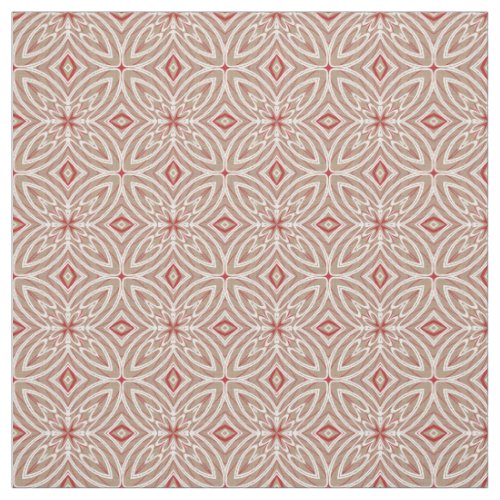 Red White Taupe Vintage Retro Nouveau Deco Pattern Fabric