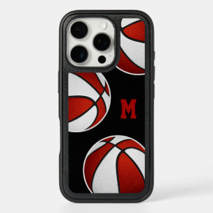 red white team colors basketballs monogrammed iPhone 16 pro case