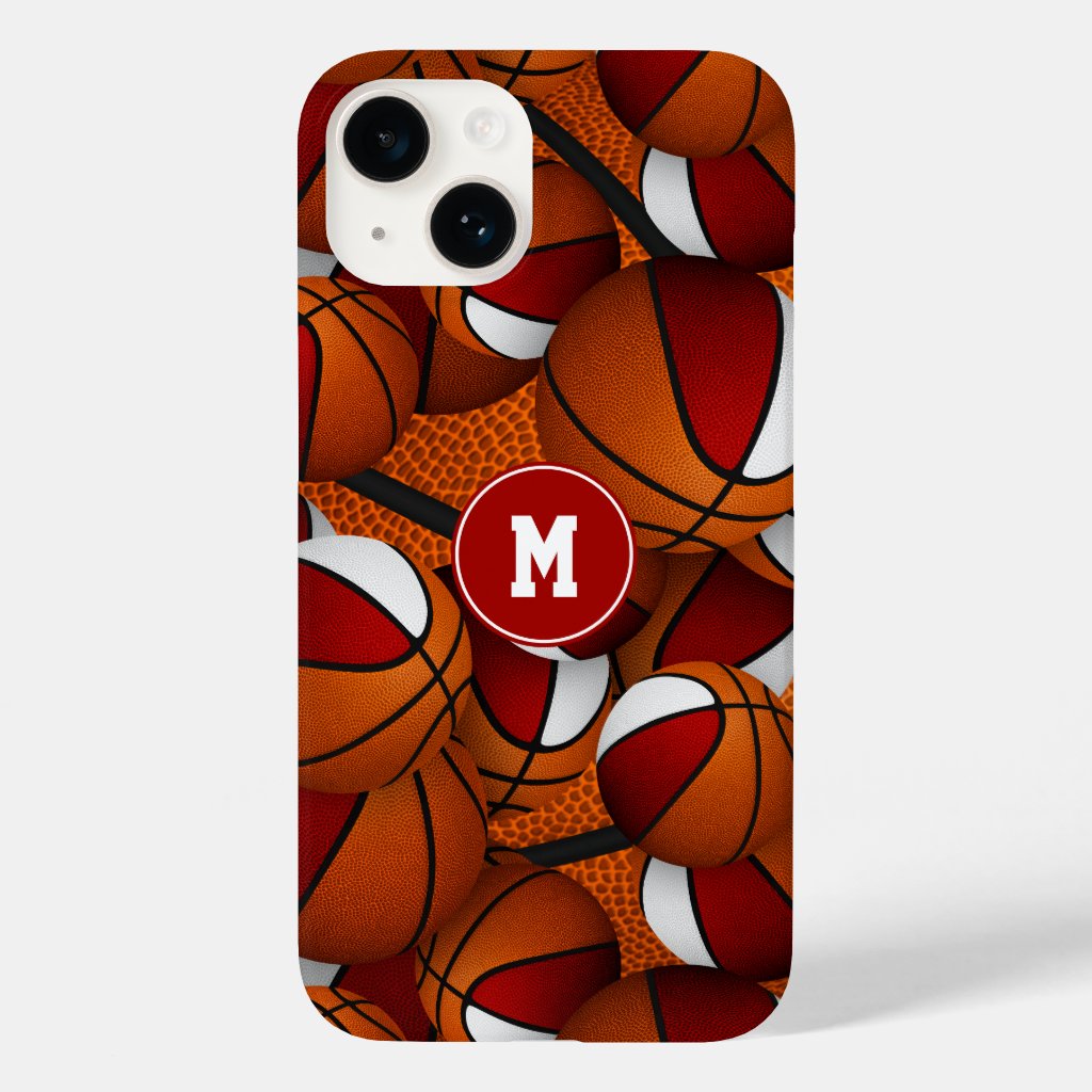 Red white team colors girls boys basketball iPhone case