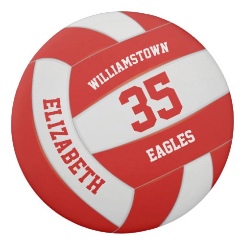 Red white team colors girls boys volleyball eraser