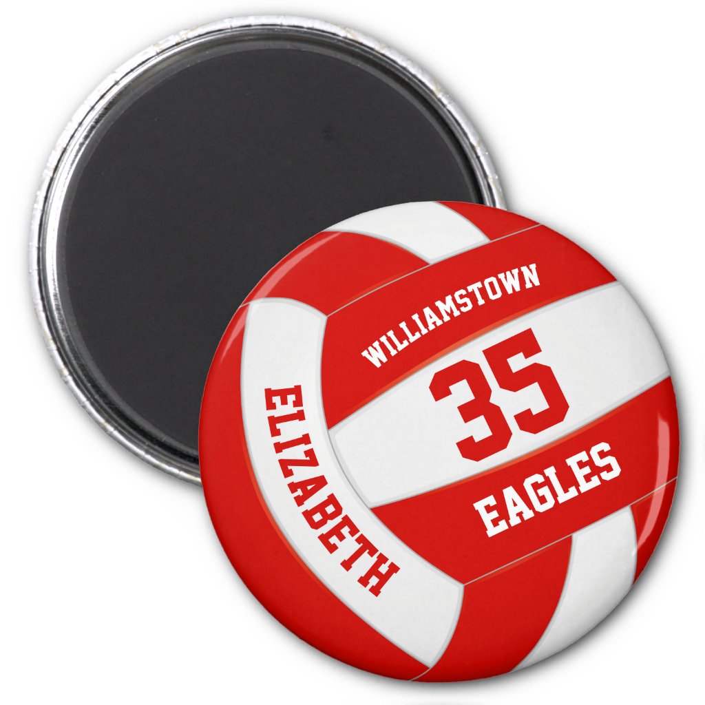 red white team colors girls boys volleyball magnet