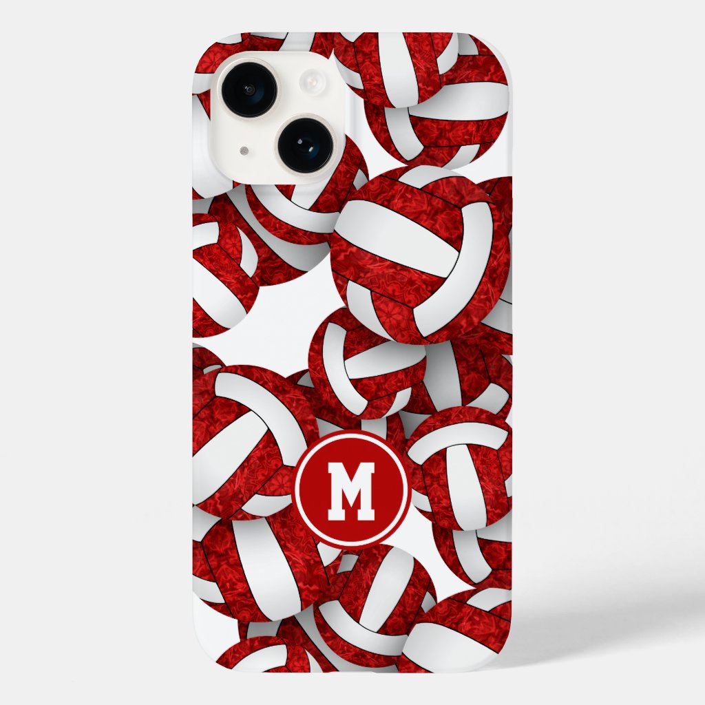 Red white team colors girly volleyballs iPhone case