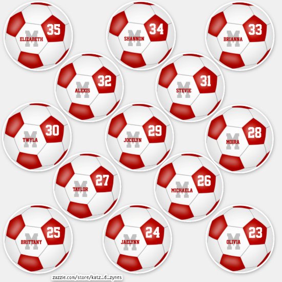 red white team colors individual soccer players sticker