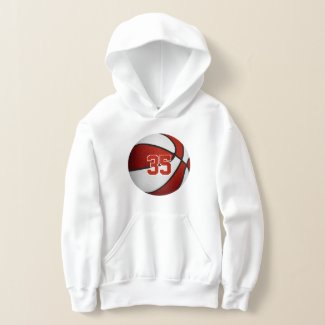 red white team colors jersey number basketball hoodie