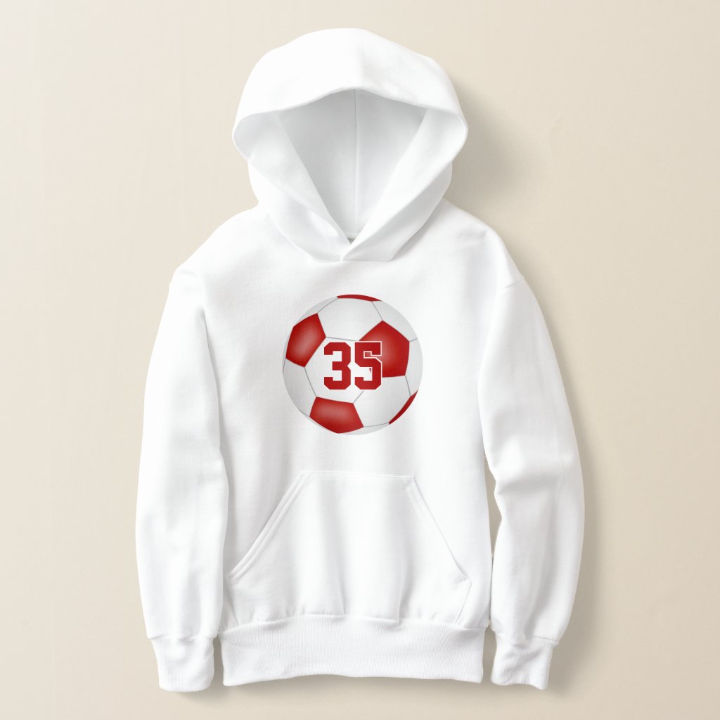 red white team colors jersey number soccer hoodie