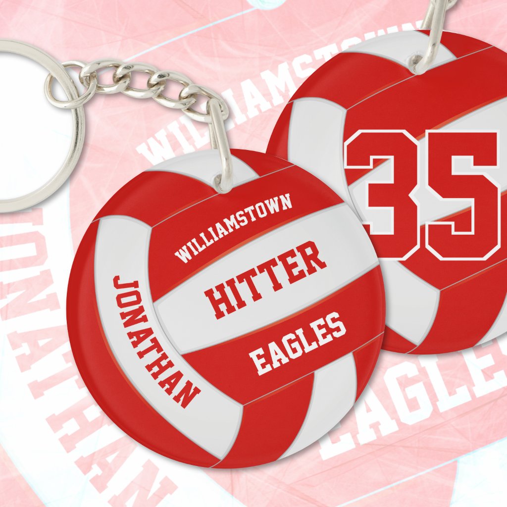 personalized red & white girls' volleyball ornament