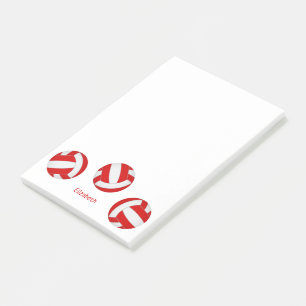red white team colors personalized volleyball post-it notes