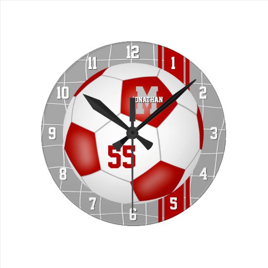 red white team colors varsity stripes soccer round clock