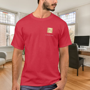 Red white team name logo business T-Shirt