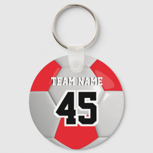 Red & White Team Soccer Ball Keychain