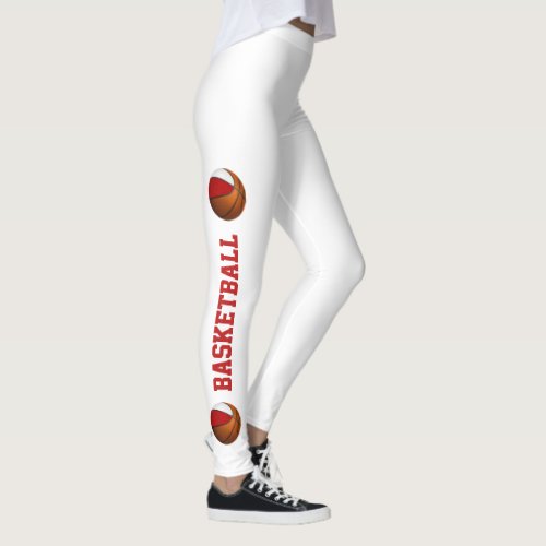 red white team spirit girls basketball leggings