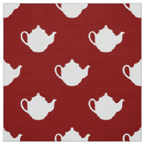 Red white teapots pattern fabric