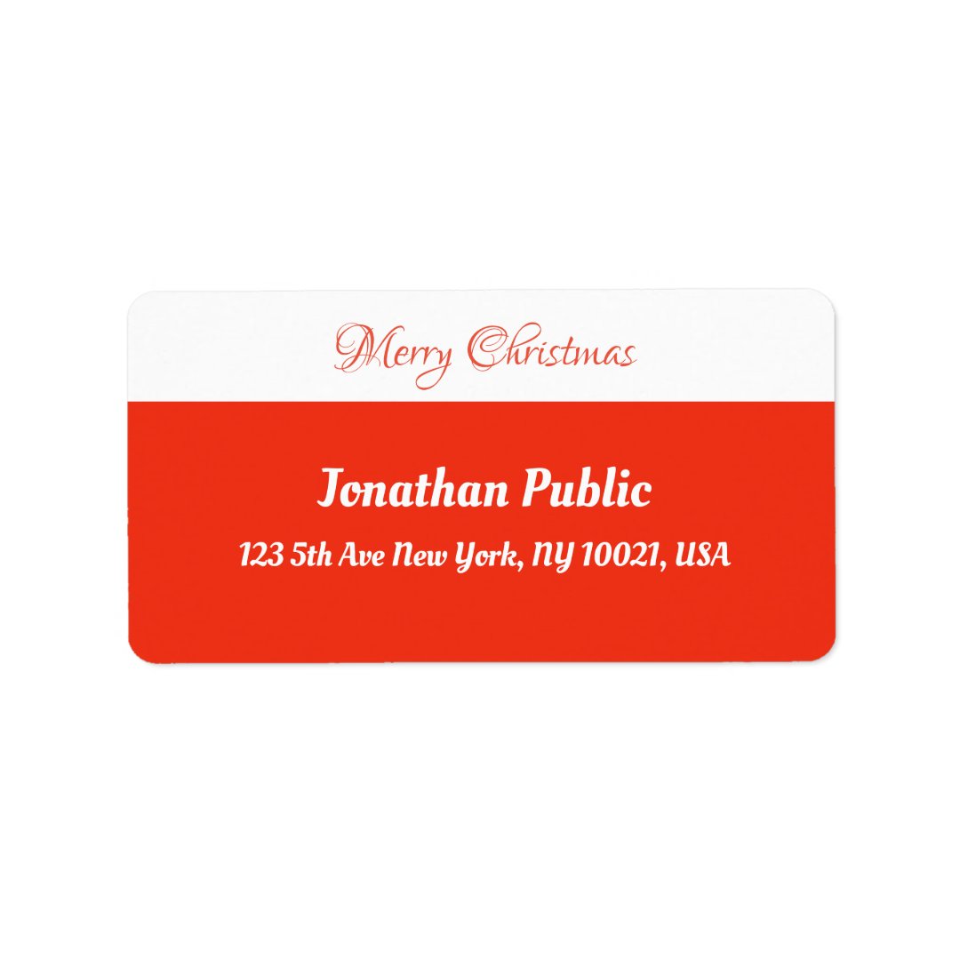 Red White Template Script Merry Christmas Address Label Zazzle