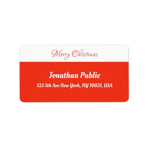 Red White Template Script Merry Christmas Address Label