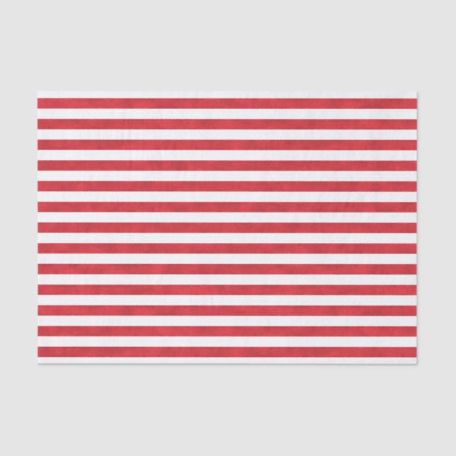 Red White Textured Stripes Pretty Christmas Tissue Paper (Front)