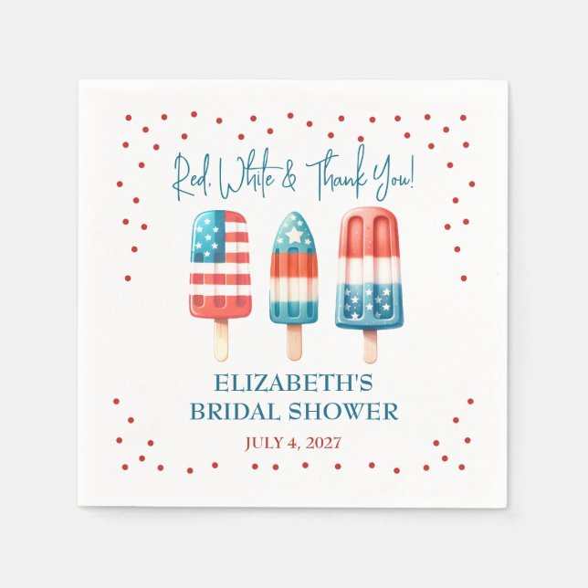Red, White & Thank You! Patriotic Popsicle Shower Napkins (Front)