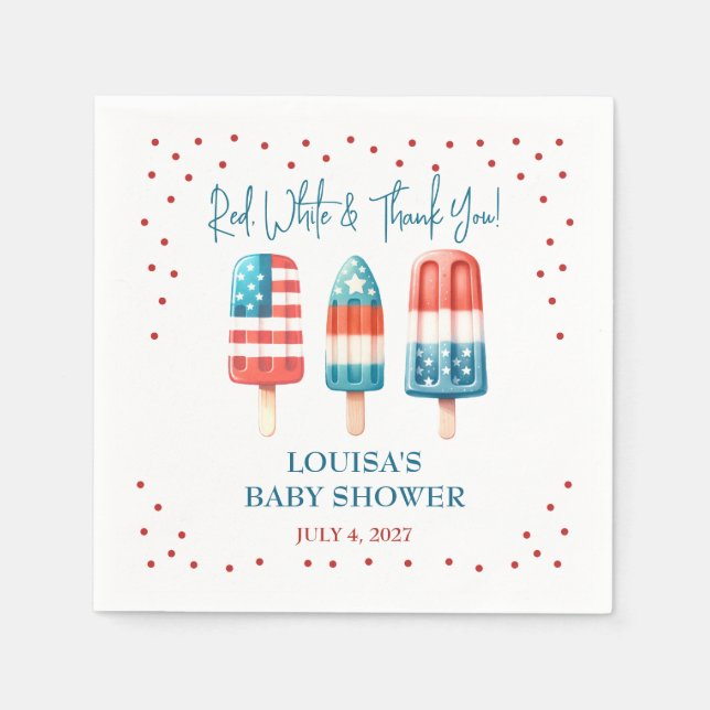 Red, White & Thank You! Patriotic Popsicle Shower Napkins (Front)