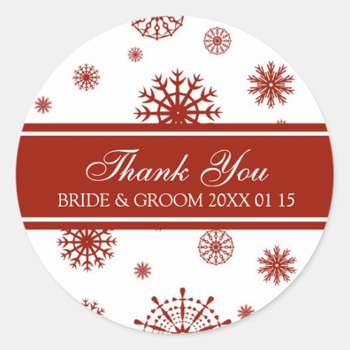 Red White Thank You Winter Wedding Favor Tags