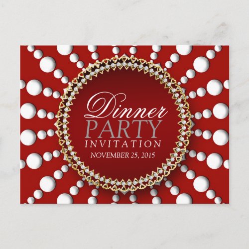 Red  White theme Dinner Party Invite Postcard