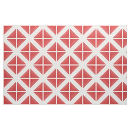 Red White Trendy Triangles Pattern Fabric