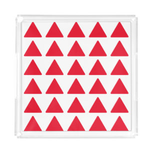Red White Triangle Pattern Modern Artwork Acrylic Tray