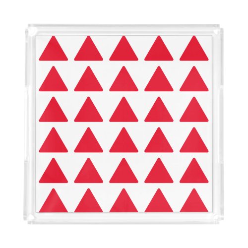 Red White Triangle Pattern Modern Artwork Acrylic Tray