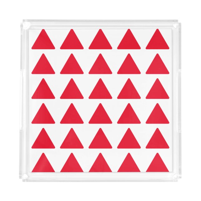 Red White Triangle Pattern Modern Artwork Acrylic Tray (Front)