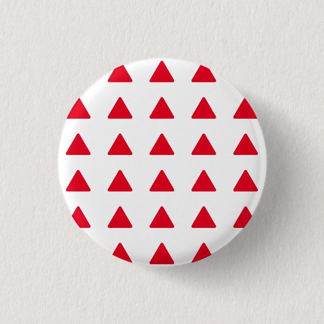 Red White Triangle Pattern Modern Artwork Button (Front)
