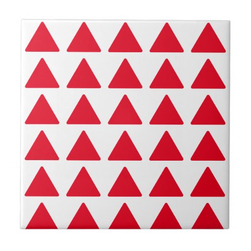 Red White Triangle Pattern Modern Artwork Ceramic Tile