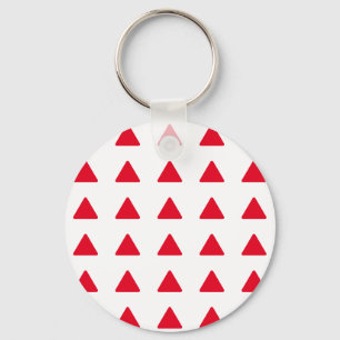 Red White Triangle Pattern Modern Artwork Keychain