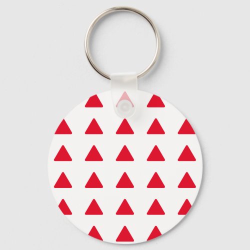 Red White Triangle Pattern Modern Artwork Keychain