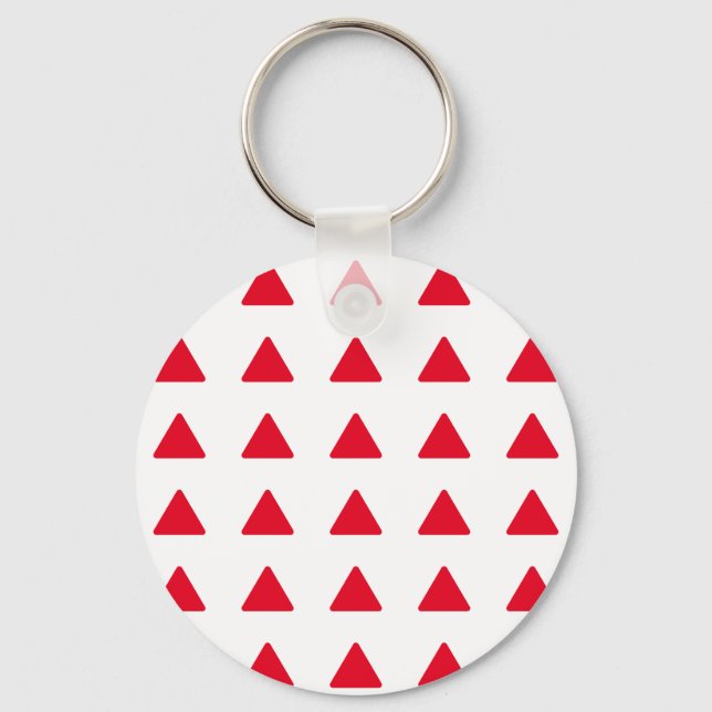 Red White Triangle Pattern Modern Artwork Keychain (Front)