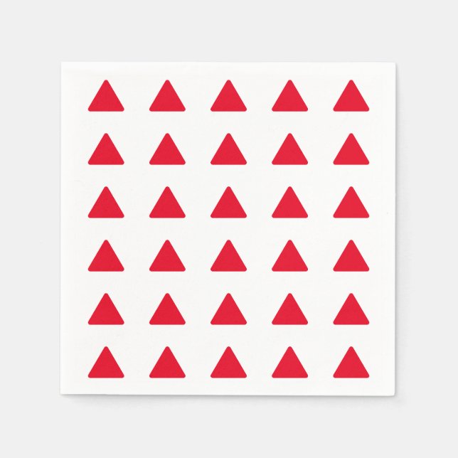 Red White Triangle Pattern Modern Artwork Napkins (Front)