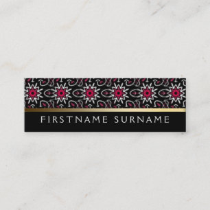 Red White Tribal Pattern Black Mini Biz Cards